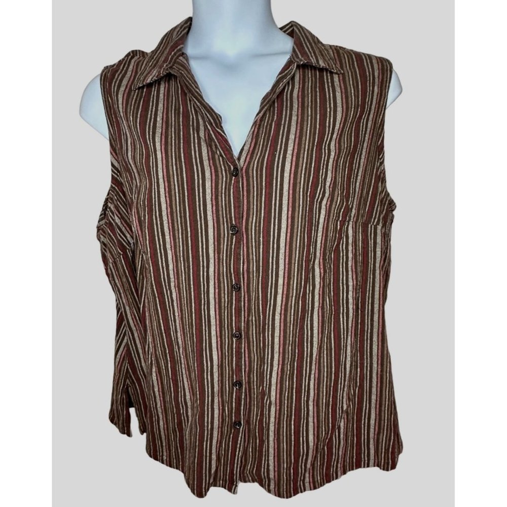 WHITE STAG WOMENS SLEEVELESS BUTTON DOWN BLOUSE SIZE 3X